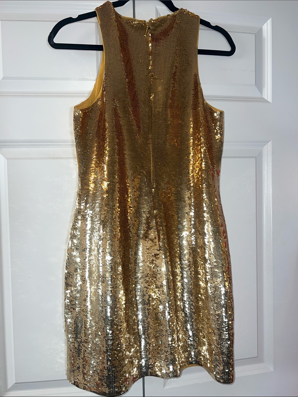 Michael Kors Gold Sequin Sleeveless Shift Dress - Picture 5 of 6